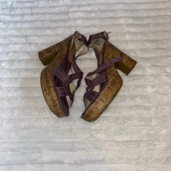 Mixit Purple Block Cork Heels | Size 8.5 - Picture 3 of 4